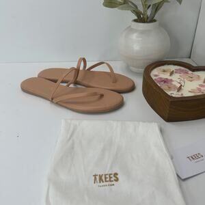 Tkees Sarit Leather Strappy Slides Nude Women's US 8 EU 39 NWOB FLAW